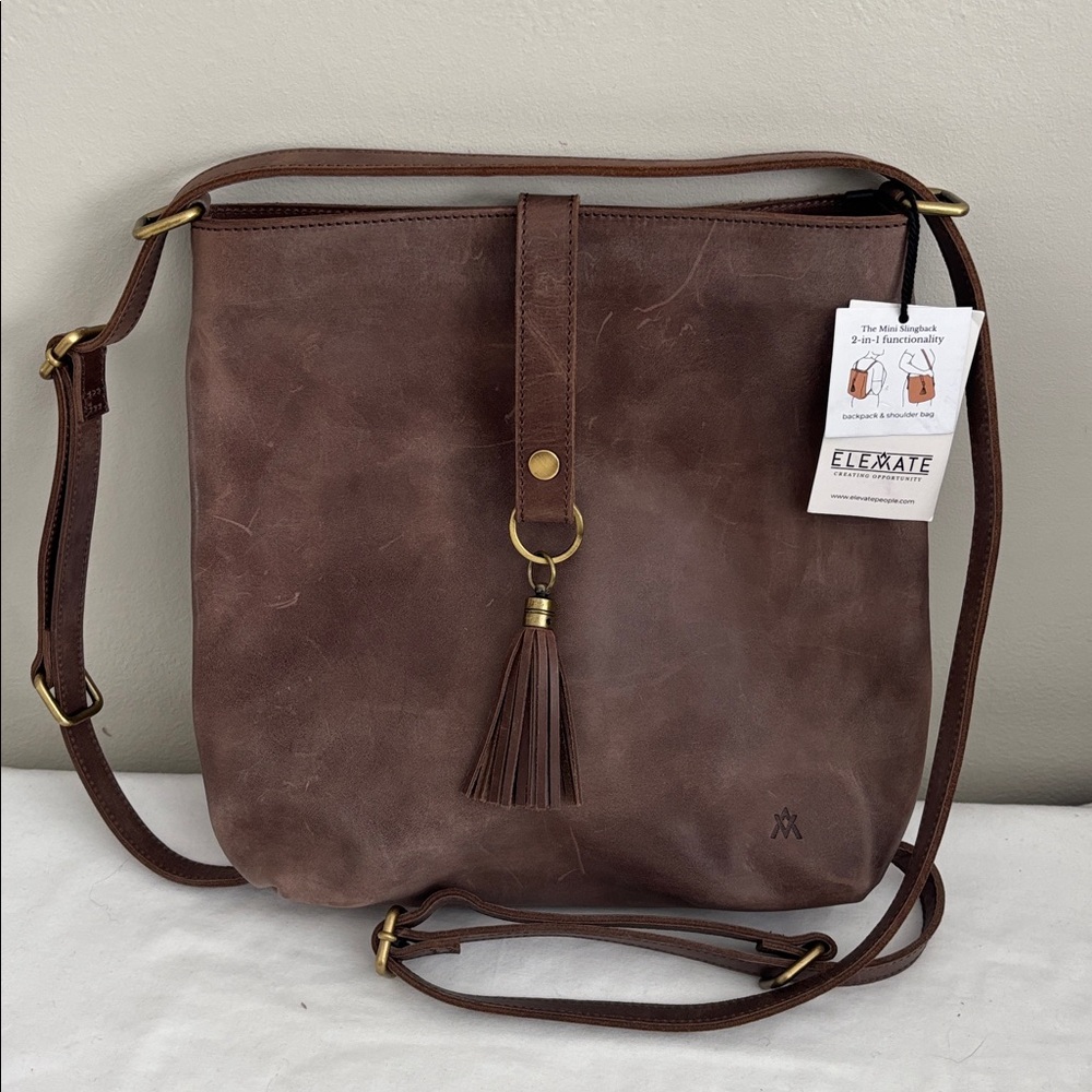 NWT ELEVATE Leather Slingback Convertible Bag, brand new!